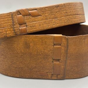 Antique 1900s Bentwood Oval Pantry Cheese Storage Box Handmade